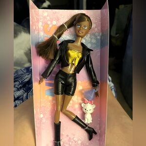 Fashion Doll with Black Jacket and Gold Top